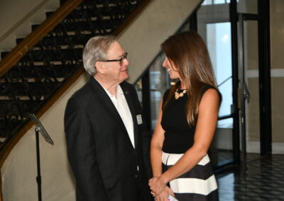 Miceal Valdez, a board member for the Cuban club, and Diana Santangelo, director of Thrive by Five talking during the Family Friendly Business Awards event.